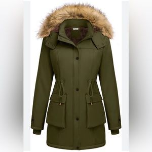 🎉HP🎉 Beyove Womens Olive Green Winter Coat Parka NWT size Small